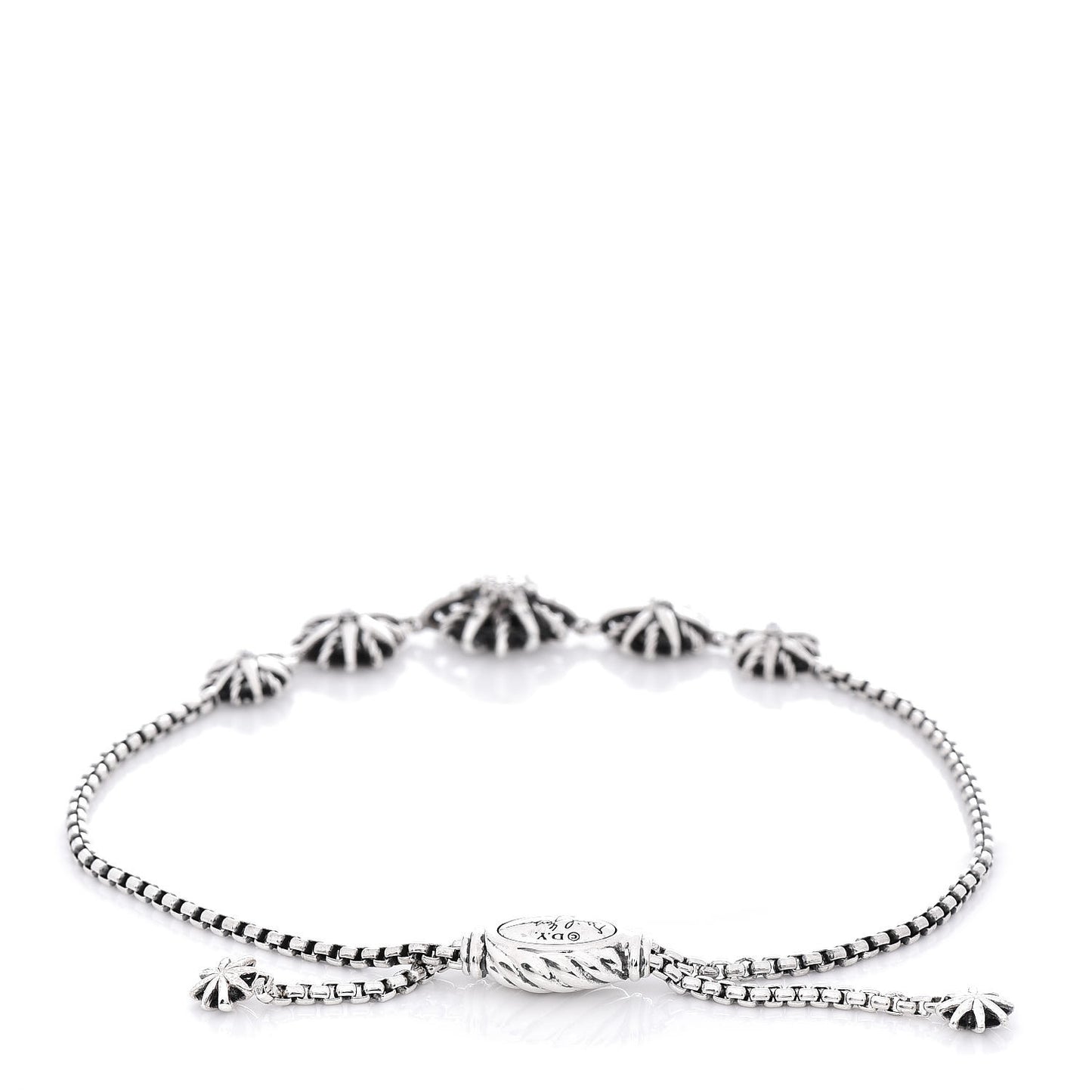 Sterling Silver Diamond Five Station Petite Starburst Chain Bracelet