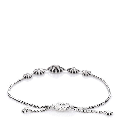 David Yurman Sterling Silver Diamond Five Station Petite Starburst Chain Bracelet 3 of 4