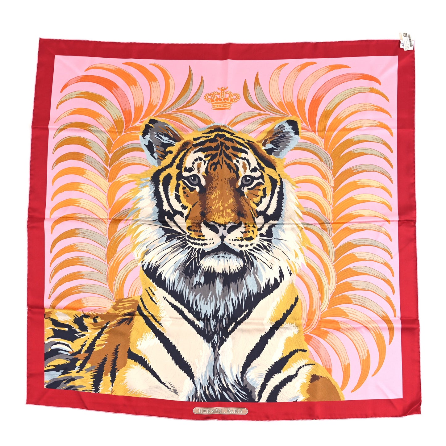 Silk Tigre Royal Double Face Scarf 90 Rose Bleu Multicolor