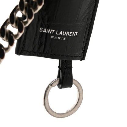 Saint Laurent Calfskin Crocodile Embossed Medium Monogram Sunset Black 14 of 14