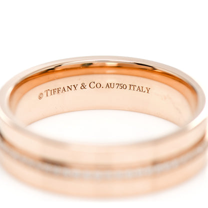Tiffany 18K Rose Gold Diamond Wide T Two Ring 57 8 4 of 5