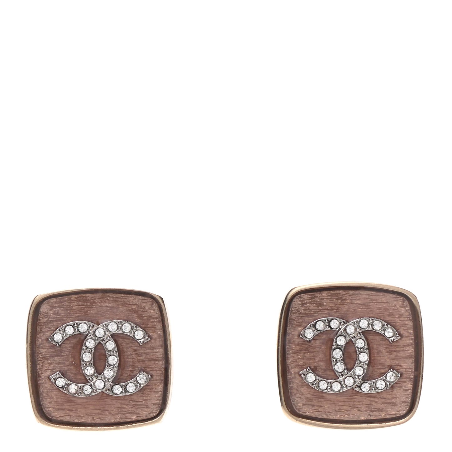 Crystal CC Square Earrings Pink Gold