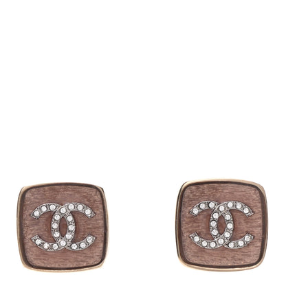 Chanel Crystal CC Square Earrings Pink Gold 1 of 4