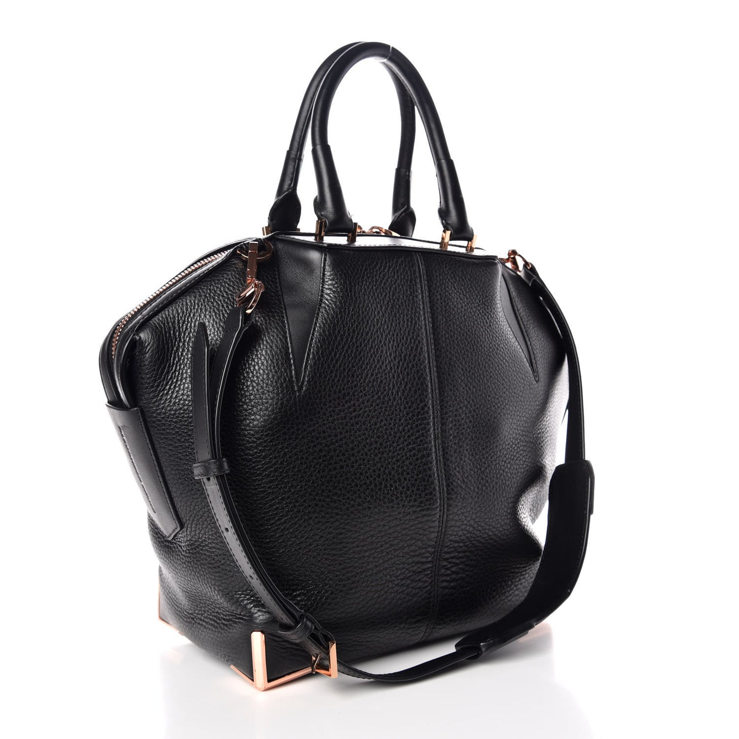 Pebbled Calfskin Small Emile Soft Black Rose Gold Hardware