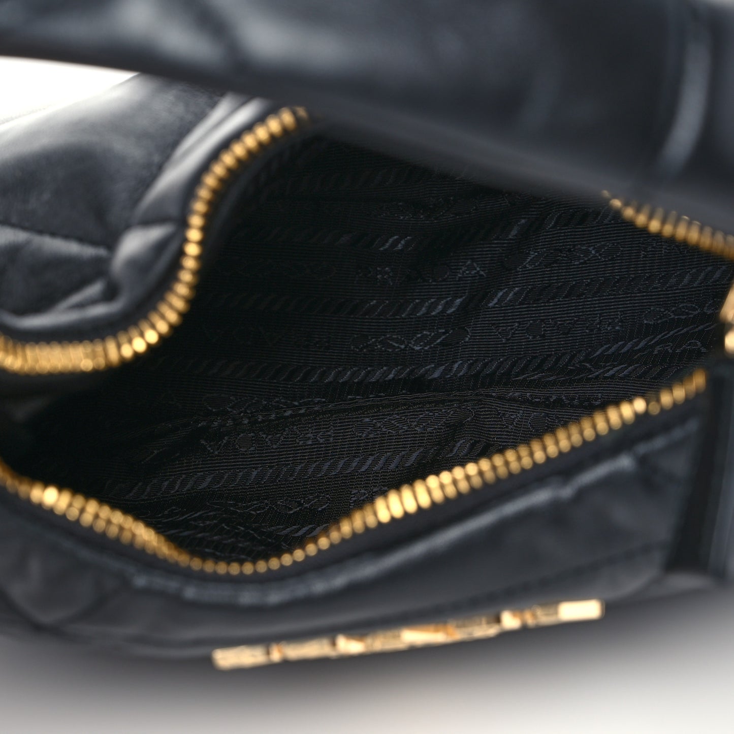 Nappa Triangle Stitched Mini Zippered Hobo Bag Black