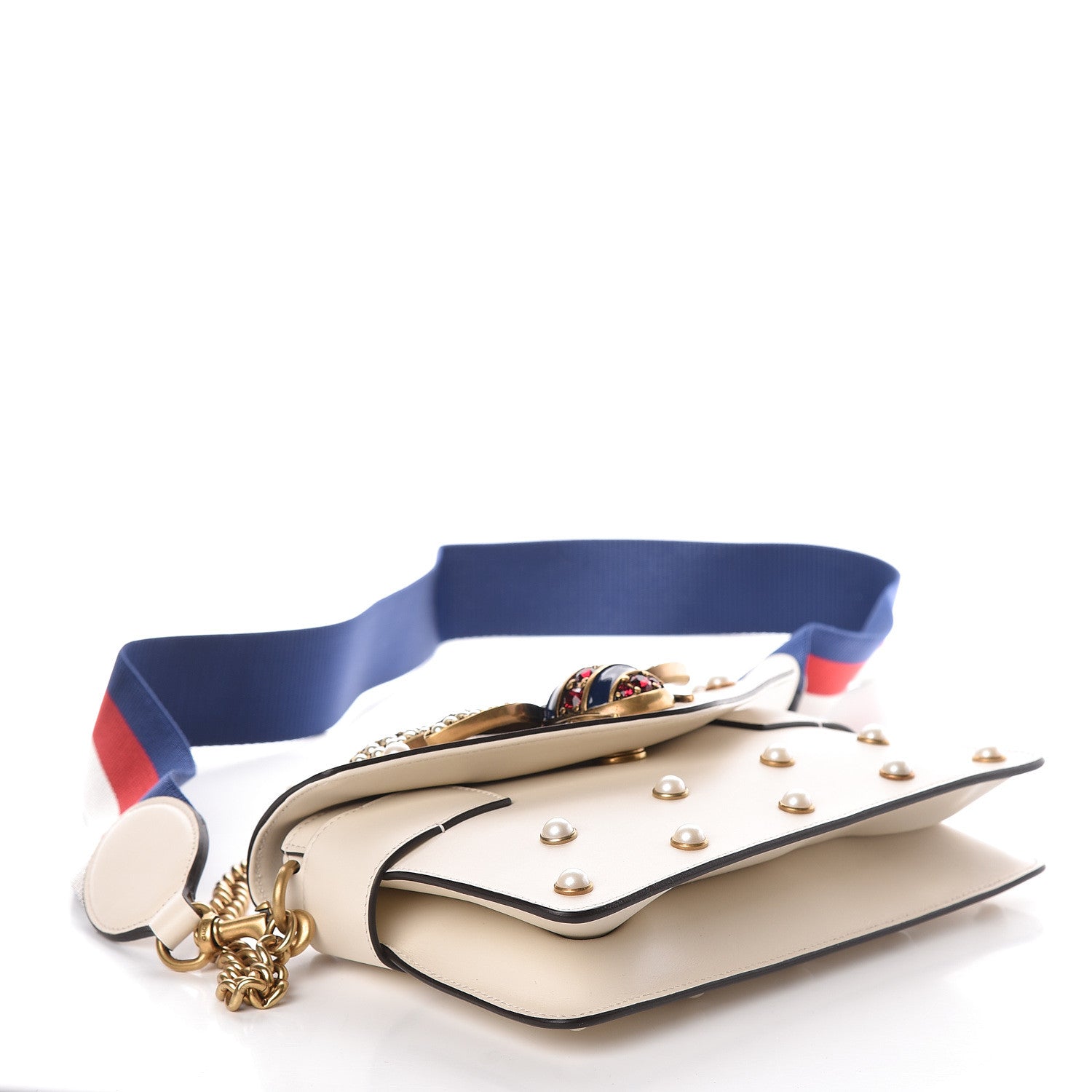 Gucci Nappa Pearl Studded Mini Queen Margaret Broadway Shoulder Bag Mystic White 5 of 12