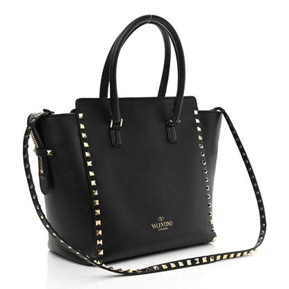 Valentino Garavani Vitello Rockstud Double Handle Tote Black 3 of 12