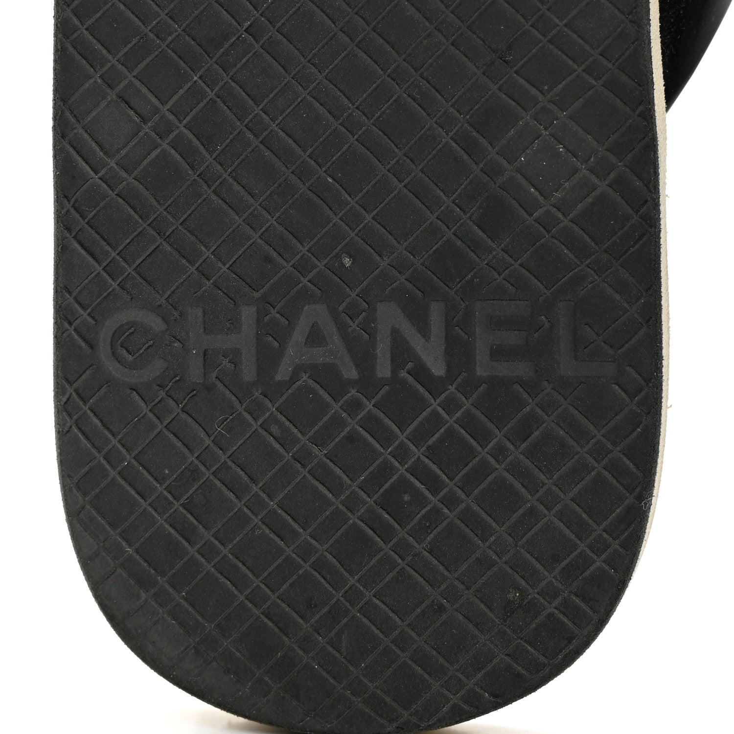 Chanel PVC Camellia Thong Sandals 37 Black 6 of 10