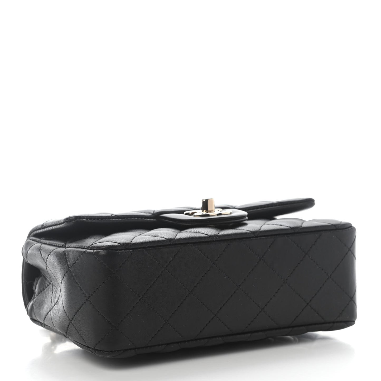 Lambskin Quilted Mini Rectangular Flap Black