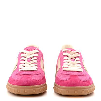 Valentino Garavani Suede Calfskin Womens Upvillage Crosta Low Top Sneakers 40 Pink Ivory 3 of 10