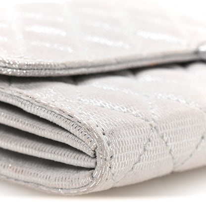 Chanel Metallic Suede Quilted East West Flap Clutch Silver 8 of 10