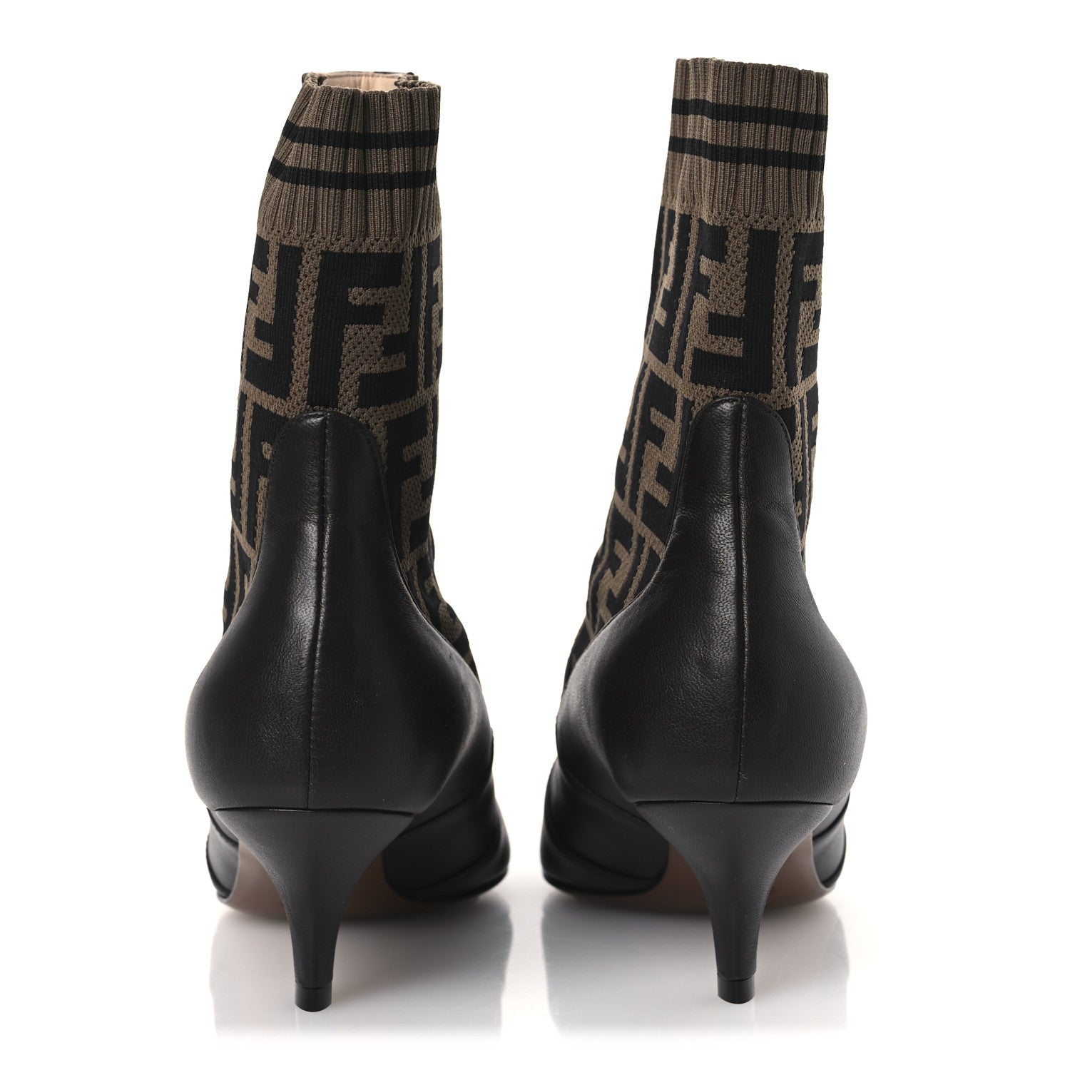 Fendi Nappa Microfiber Fabric FF Rockoko 55mm Sock Boots 37 Ebano Tobacco Black 6 of 9