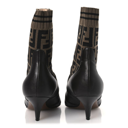 Fendi Nappa Microfiber Fabric FF Rockoko 55mm Sock Boots 37 Ebano Tobacco Black 6 of 9