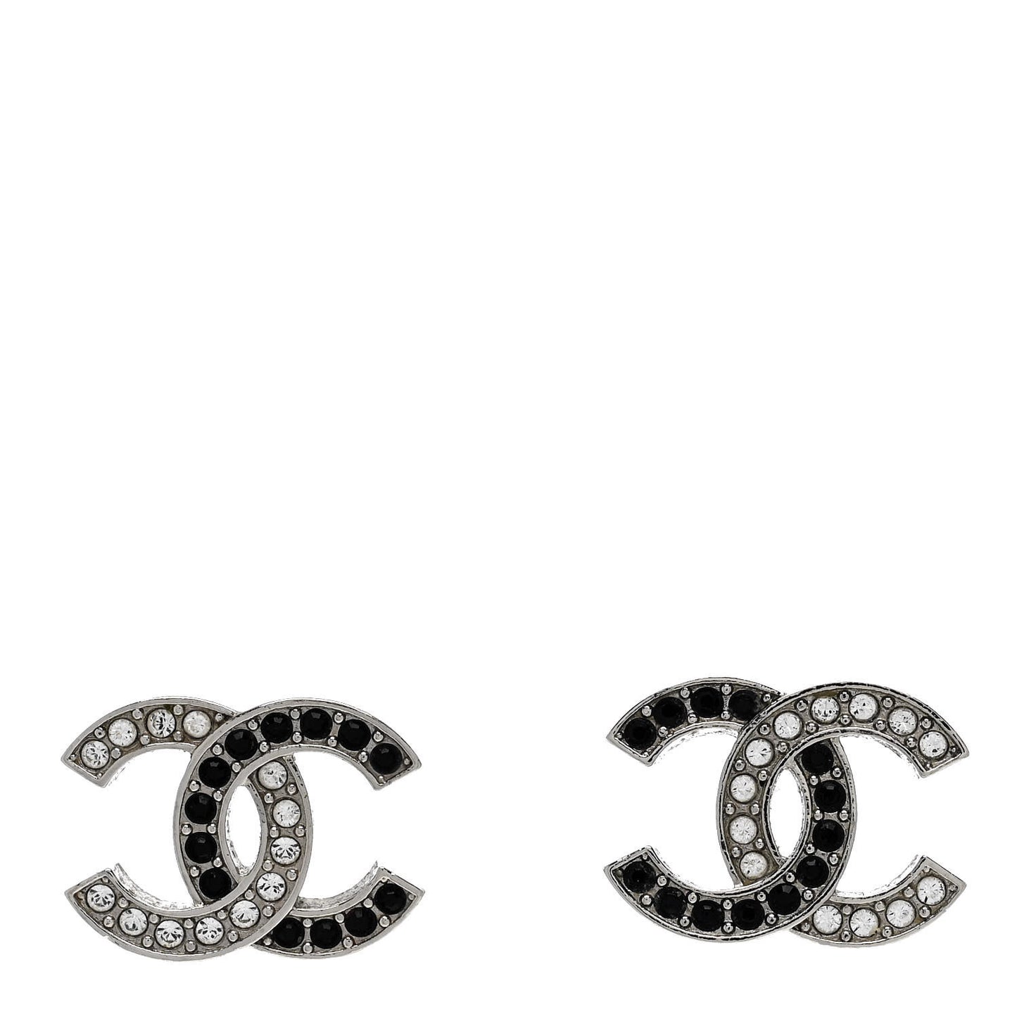 Crystal CC Earrings Silver Black