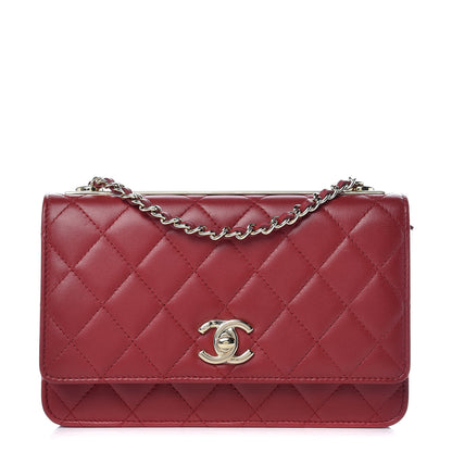 Chanel Lambskin Quilted Trendy CC Wallet On Chain WOC Dark Red 1 of 9