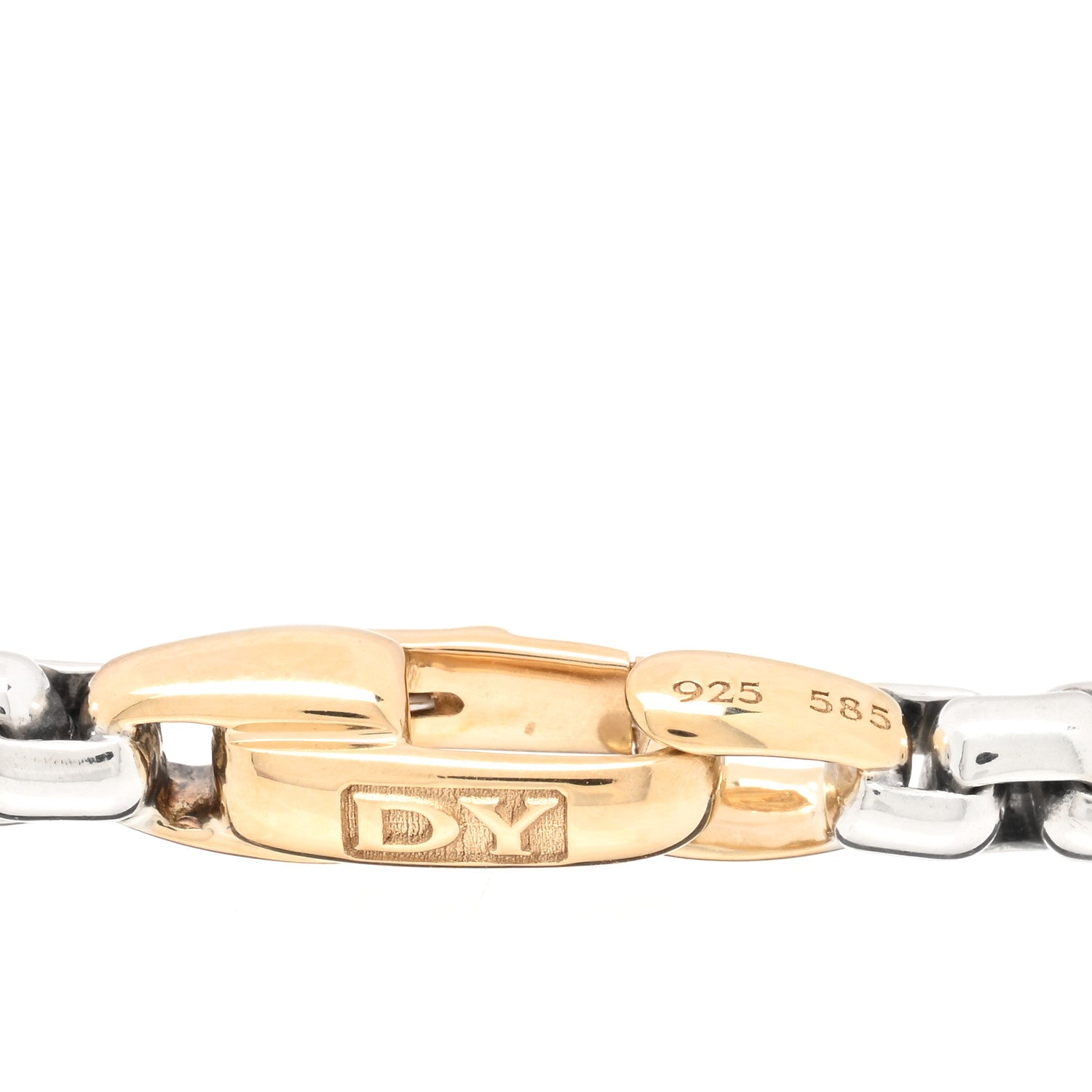 David Yurman Sterling Silver 14K Yellow Gold 4mm Box Chain Bracelet 3 of 3
