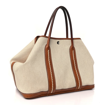 Hermes Barenia Toile Garden Party 36 MM Tote Ecru 3 of 11