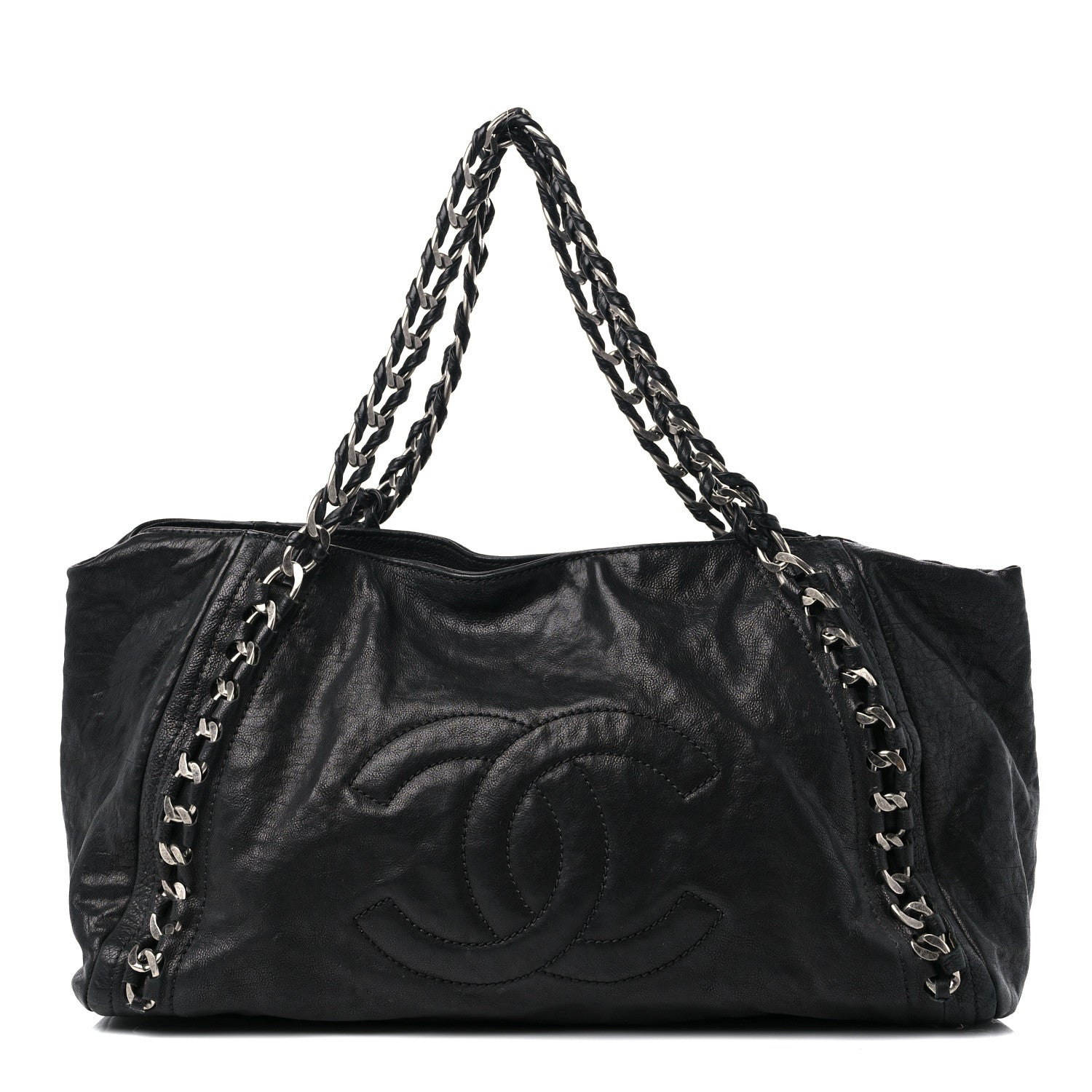 Chanel Glazed Calfskin East West Modern Chain Tote Black 1 of 15