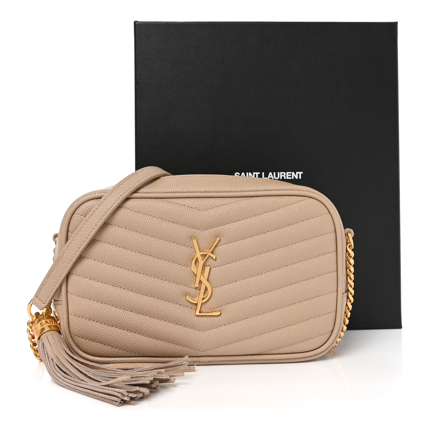 Saint Laurent Grain De Poudre Matelasse Monogram Mini Lou Camera Bag Dark Beige 11 of 11