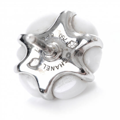 Chanel 18k White Gold Agate Camellia Earrings 5 of 5