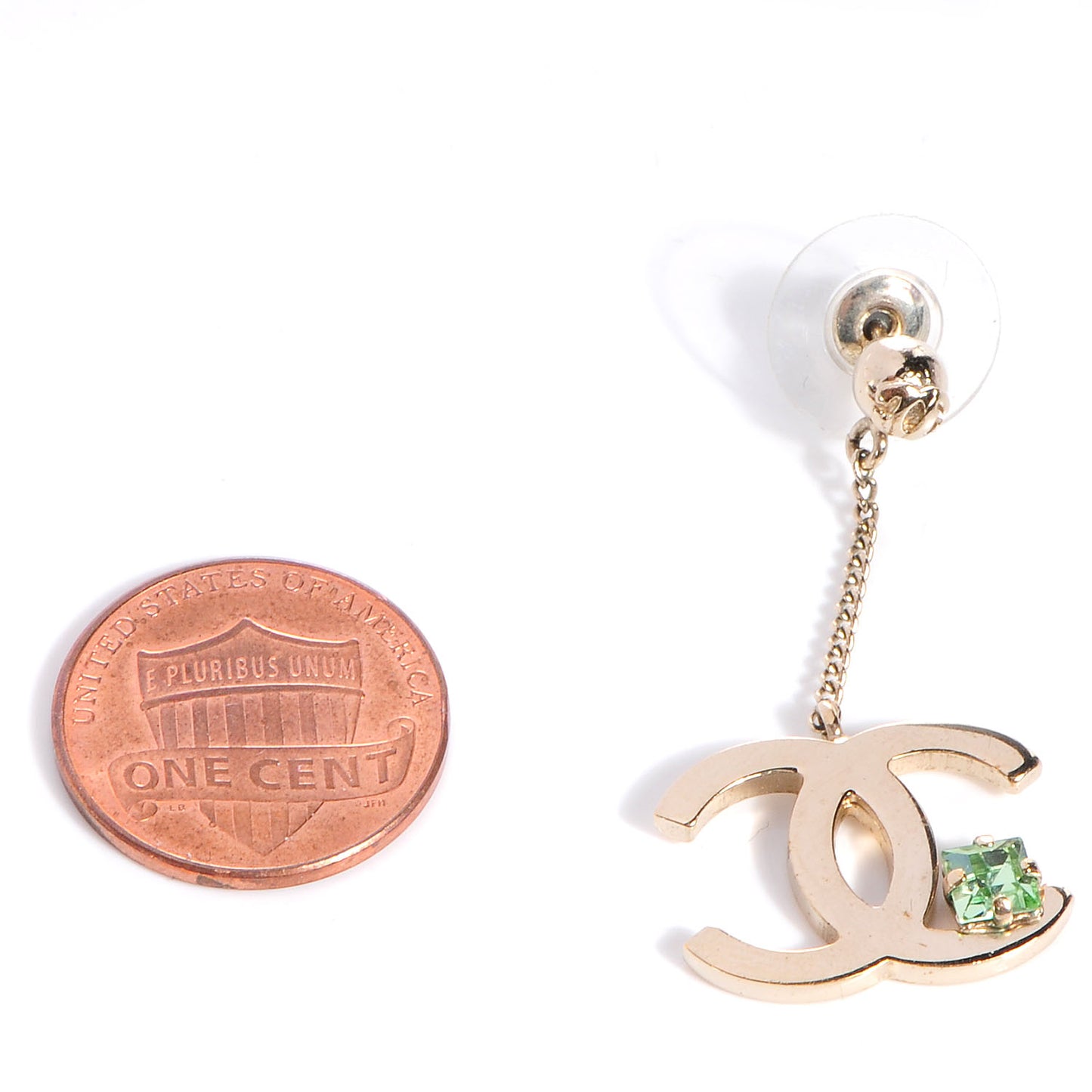 Crystal CC Drop Earrings Light Gold