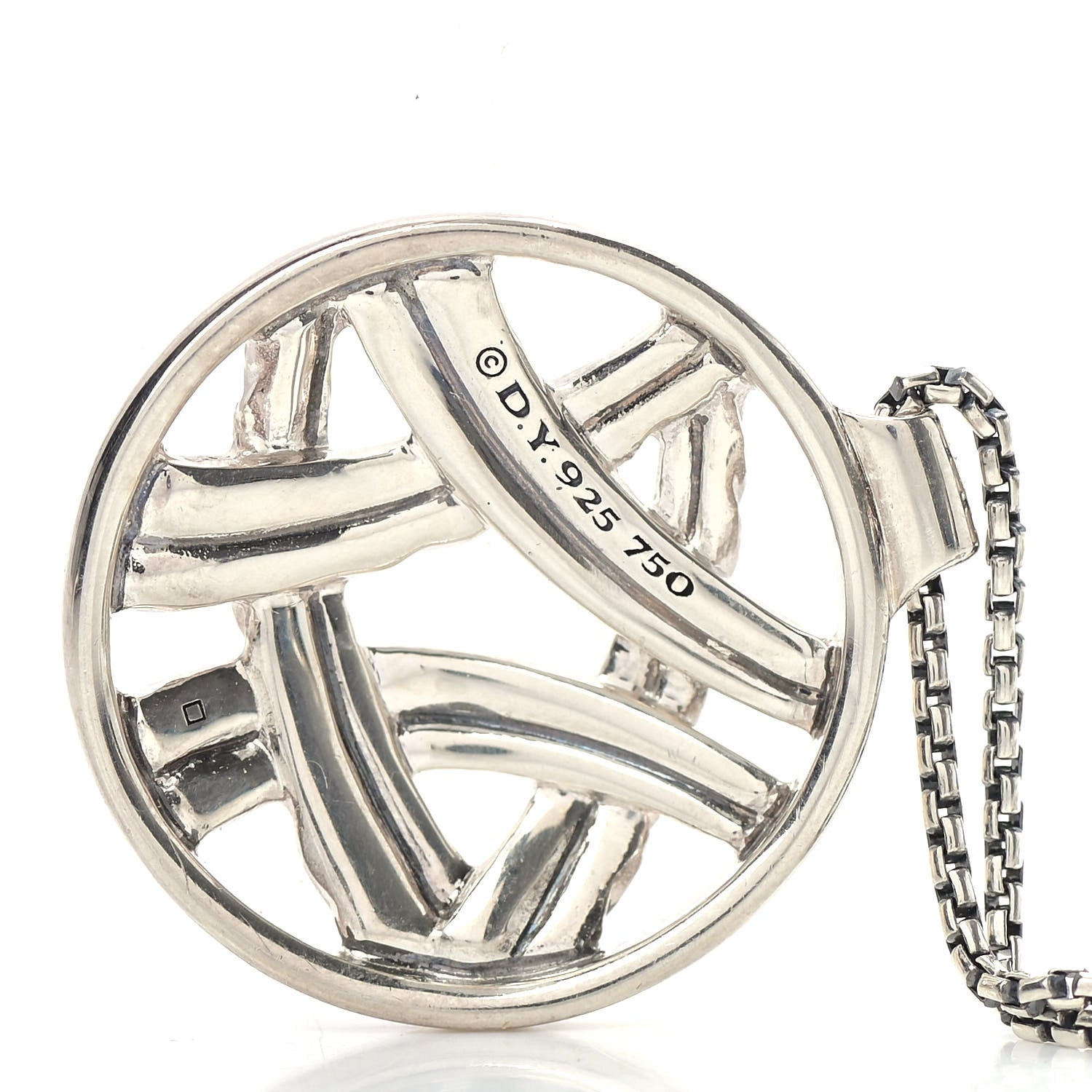 David Yurman Sterling Silver 18K Yellow Gold Round Rope Pendant Necklace 5 of 5