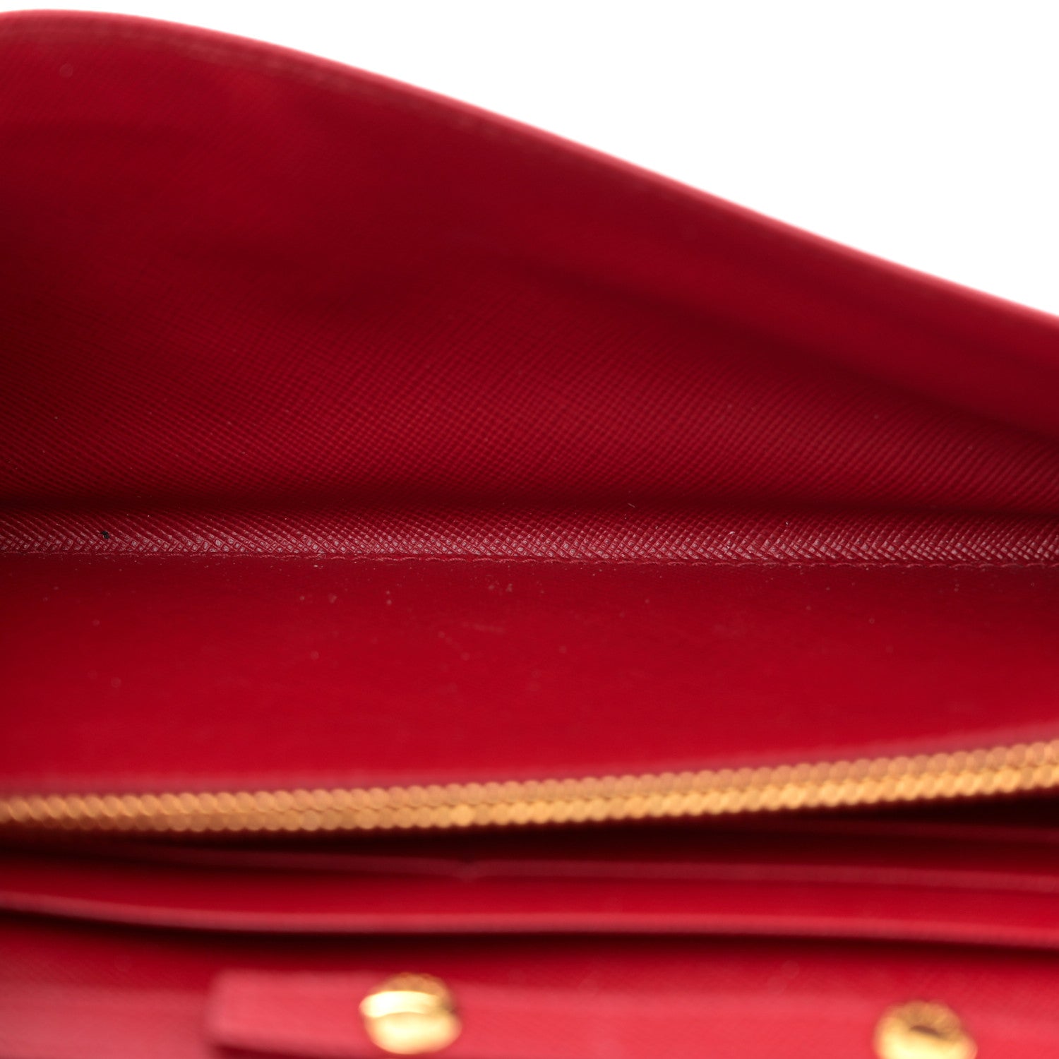 Prada Saffiano Metal Oro Chain Wallet Fuoco 5 of 9