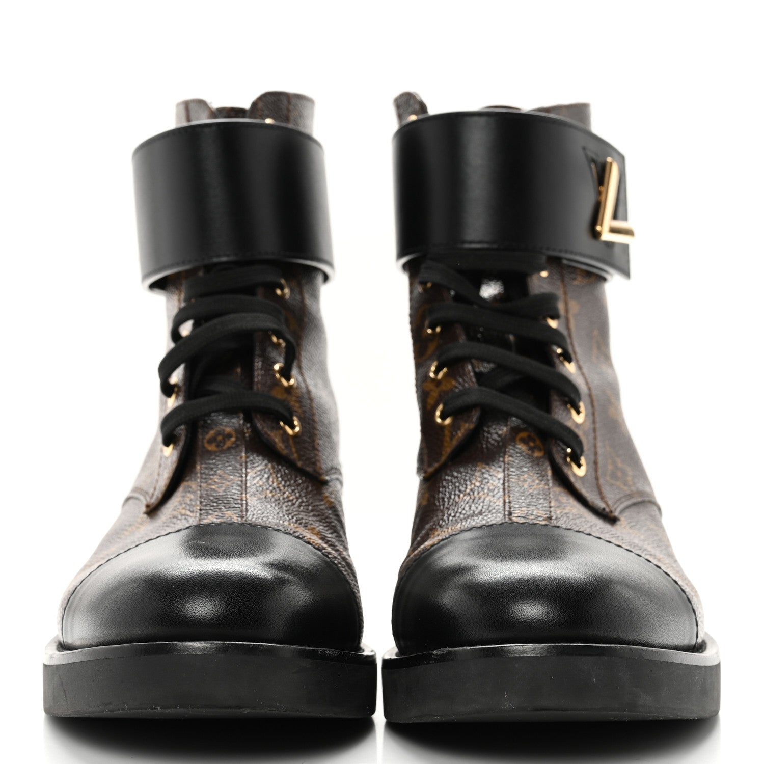 Louis Vuitton Calfskin Monogram Wonderland Flat Ranger Boots 39.5 Black 2 of 12