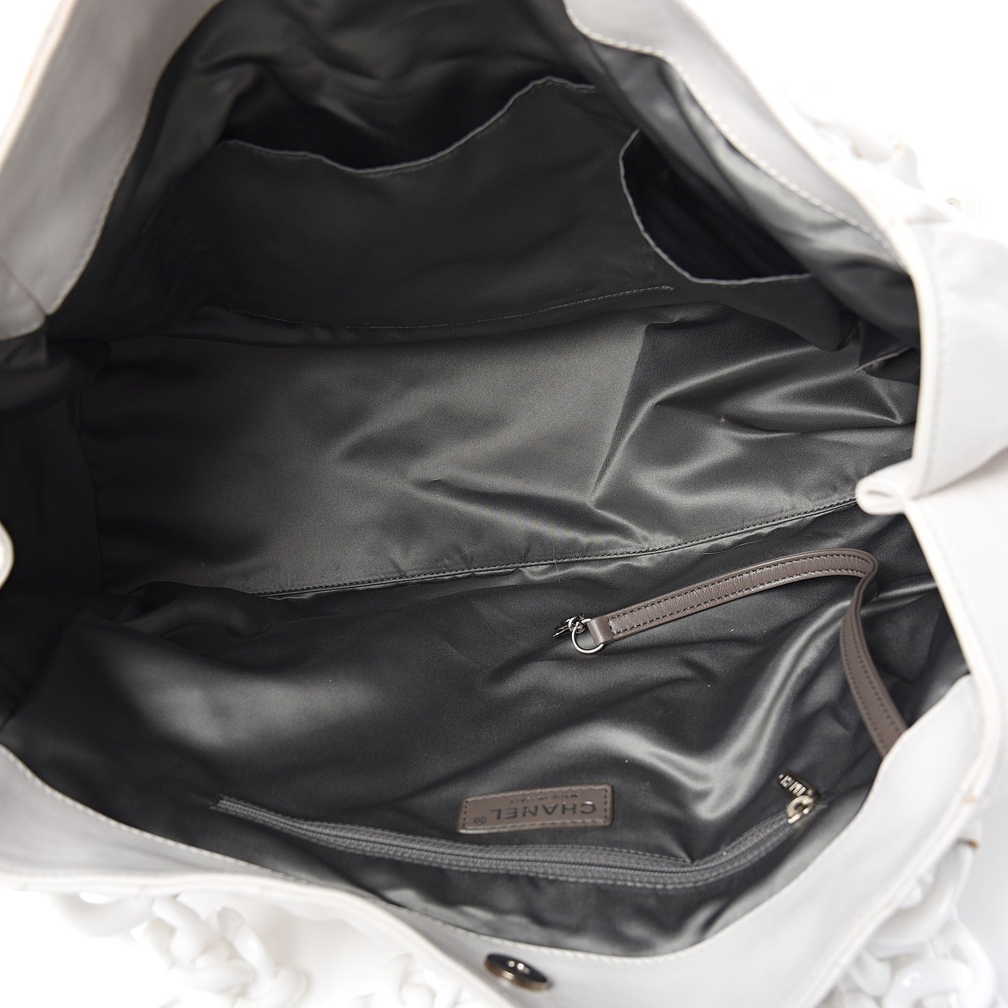 Calfskin Modern Chain Rhodoid East West Tote White