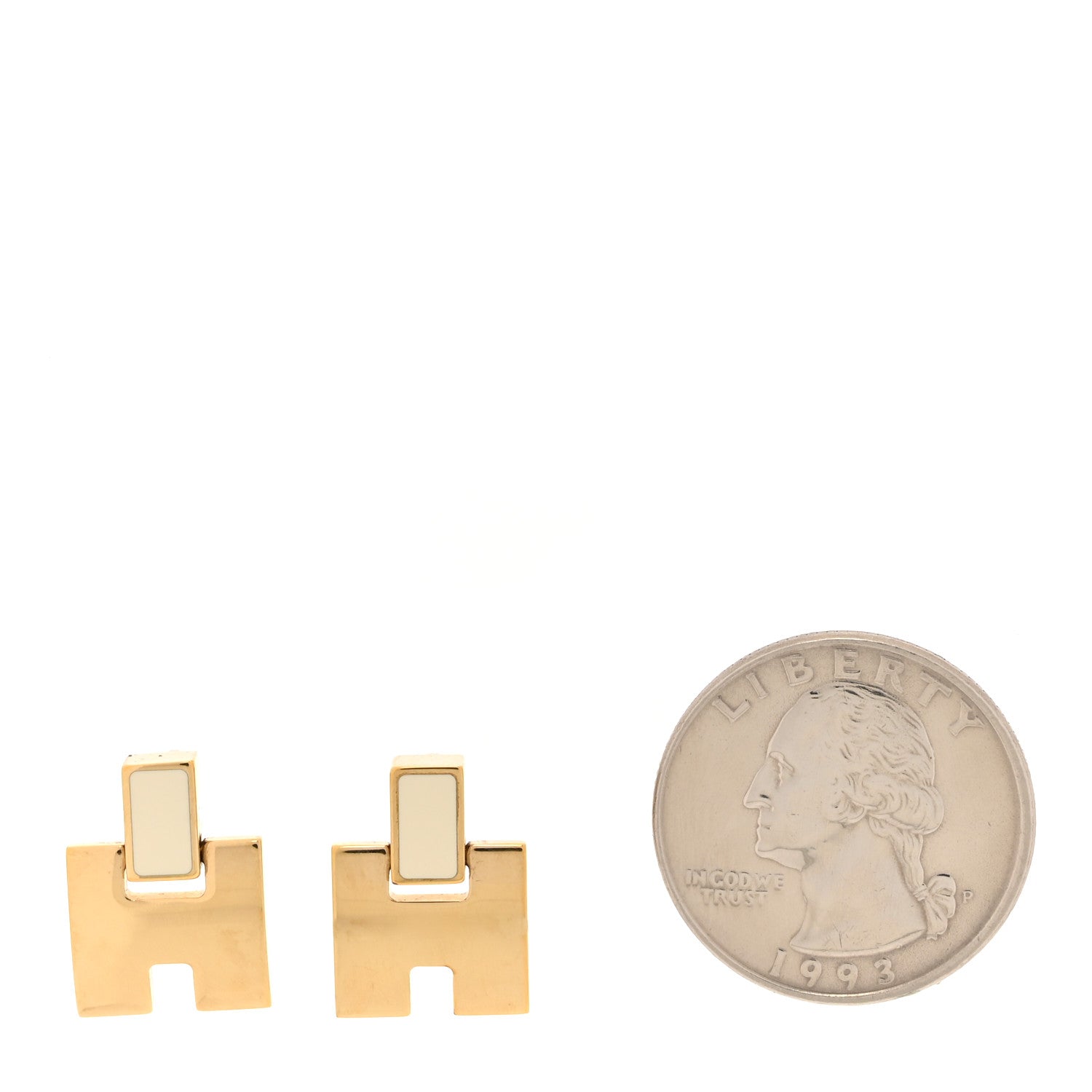 Hermes Rose Gold Lacquer Eileen Earrings White 2 of 5