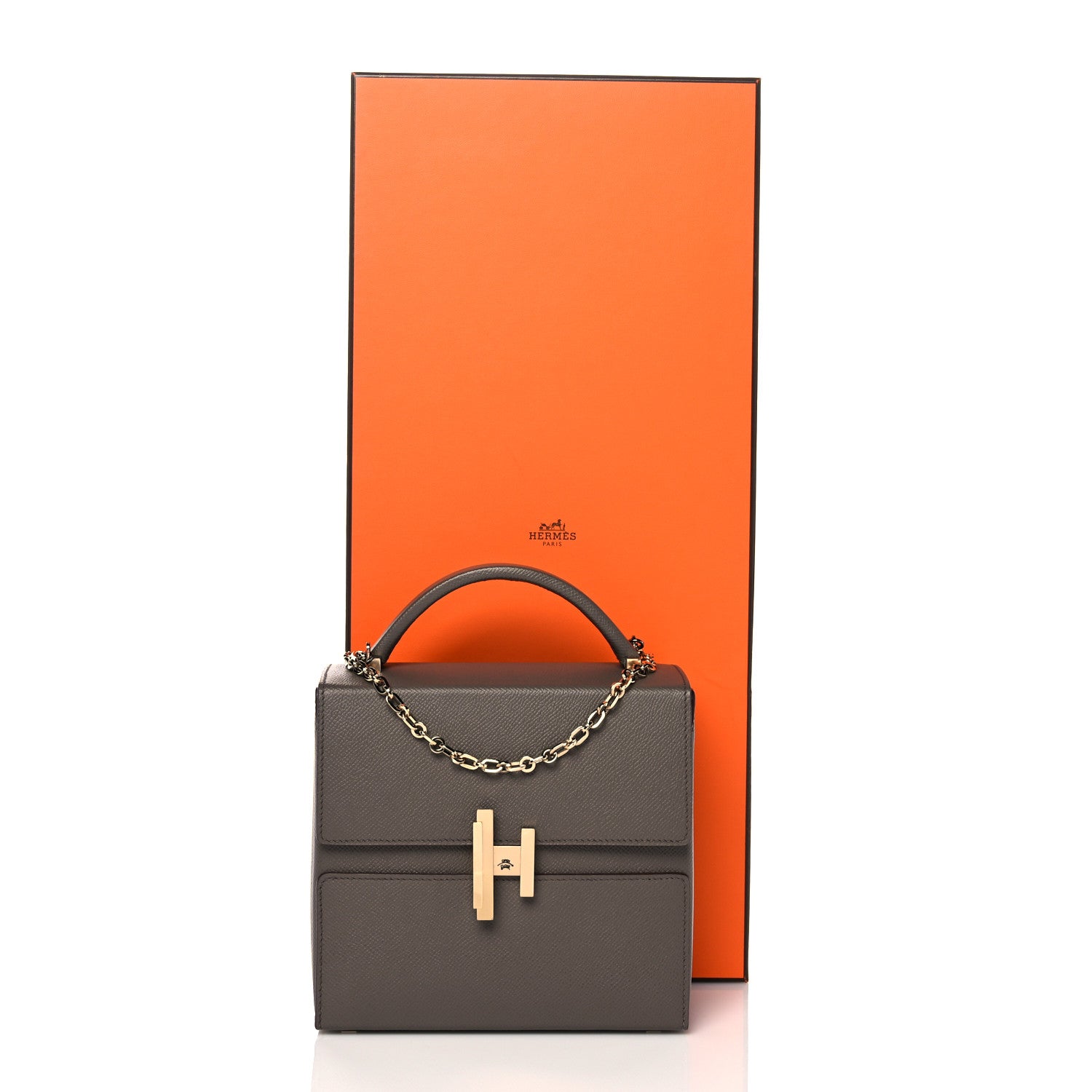 Hermes Epsom Cinhetic Boxy Top Handle Bag Etain 13 of 13