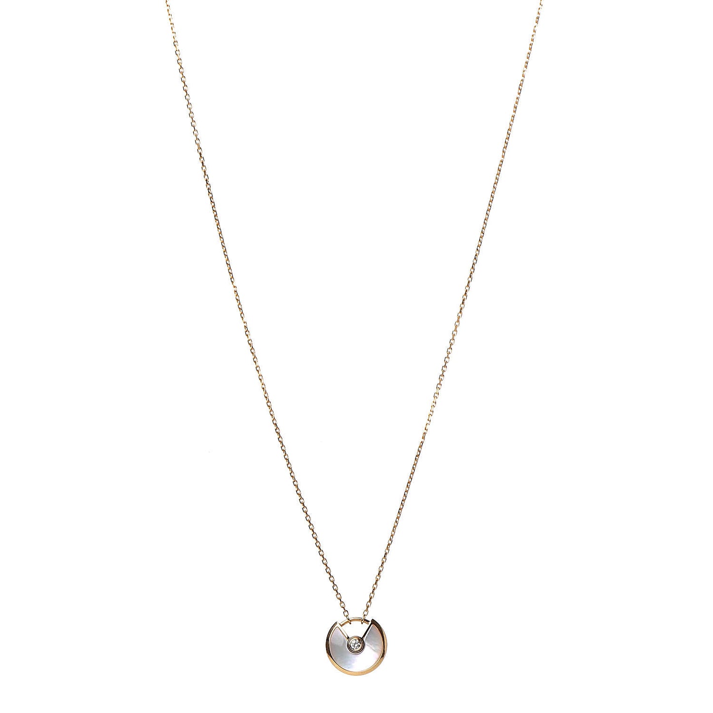 18K Yellow Gold Diamond Mother of Pearl XS Amulette de Cartier Pendant Necklace