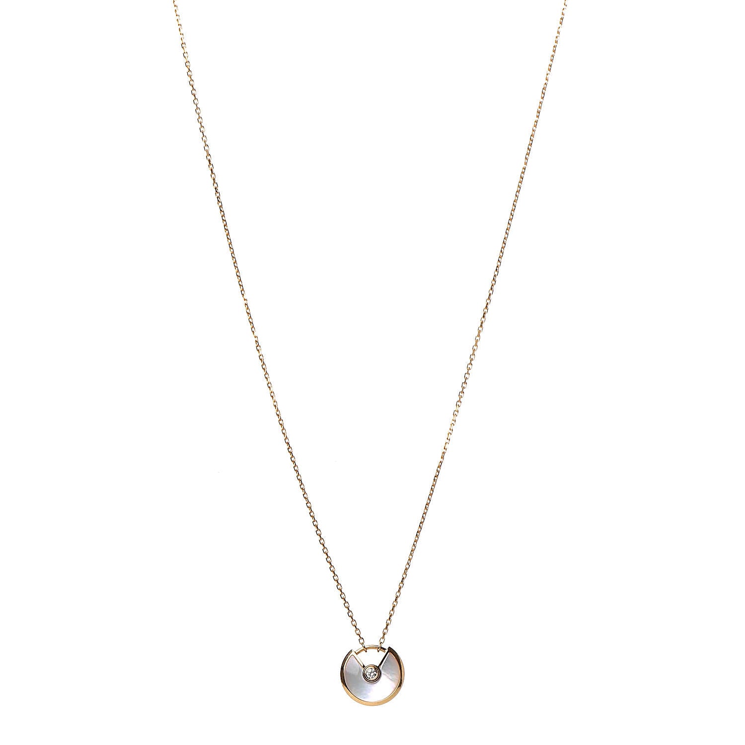 Cartier 18K Yellow Gold Diamond Mother of Pearl XS Amulette de Cartier Pendant Necklace 1 of 7