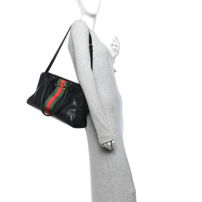 Gucci Calfskin Web Large Borsetto Boston Black 2 of 10
