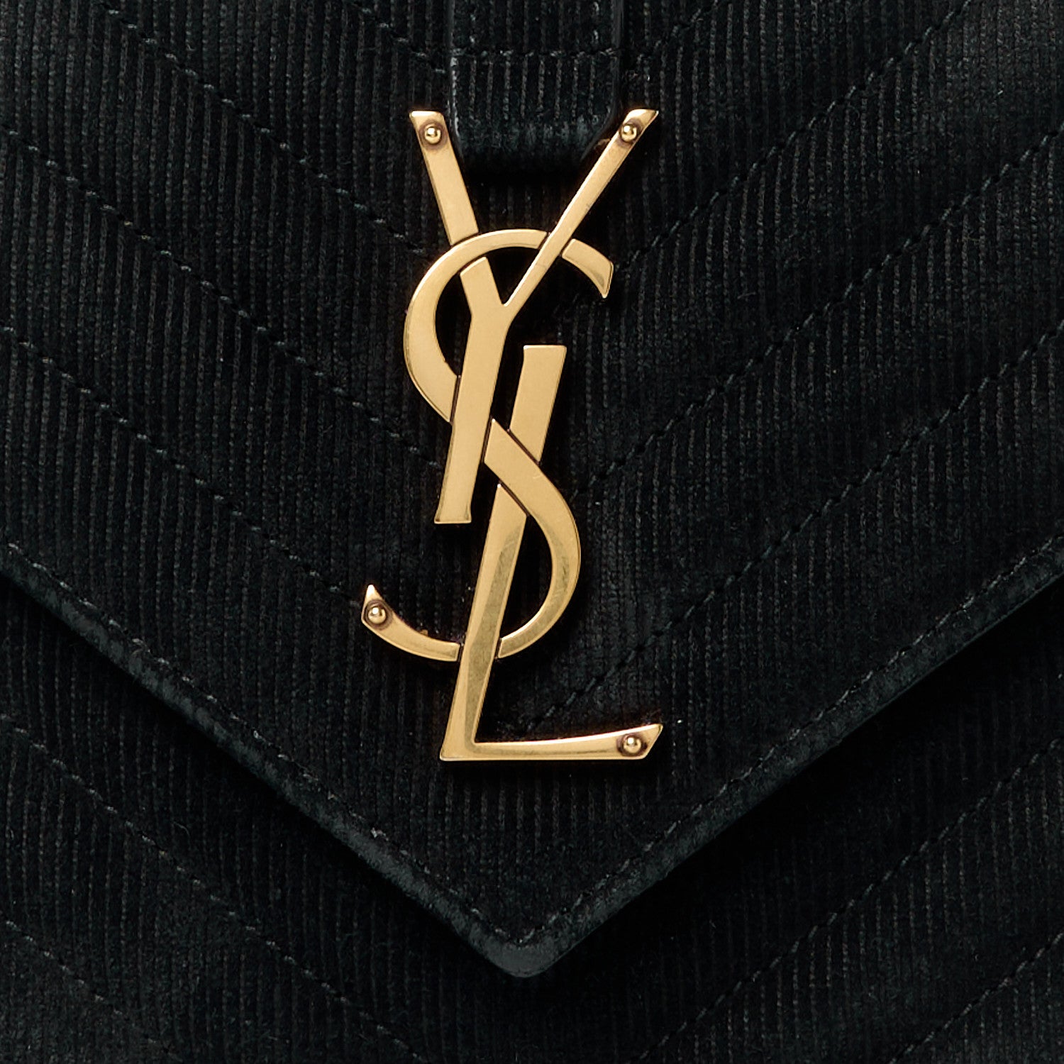 Saint Laurent Suede Matelasse Chevron Monogram Medium College Bag Black 9 of 11