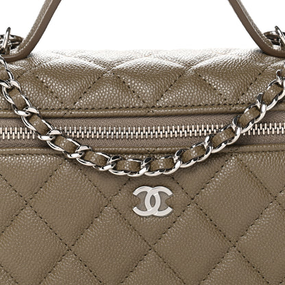 Chanel Caviar Quilted Top Handle Slim Vanity With Chain Dark Khaki 8 of 11