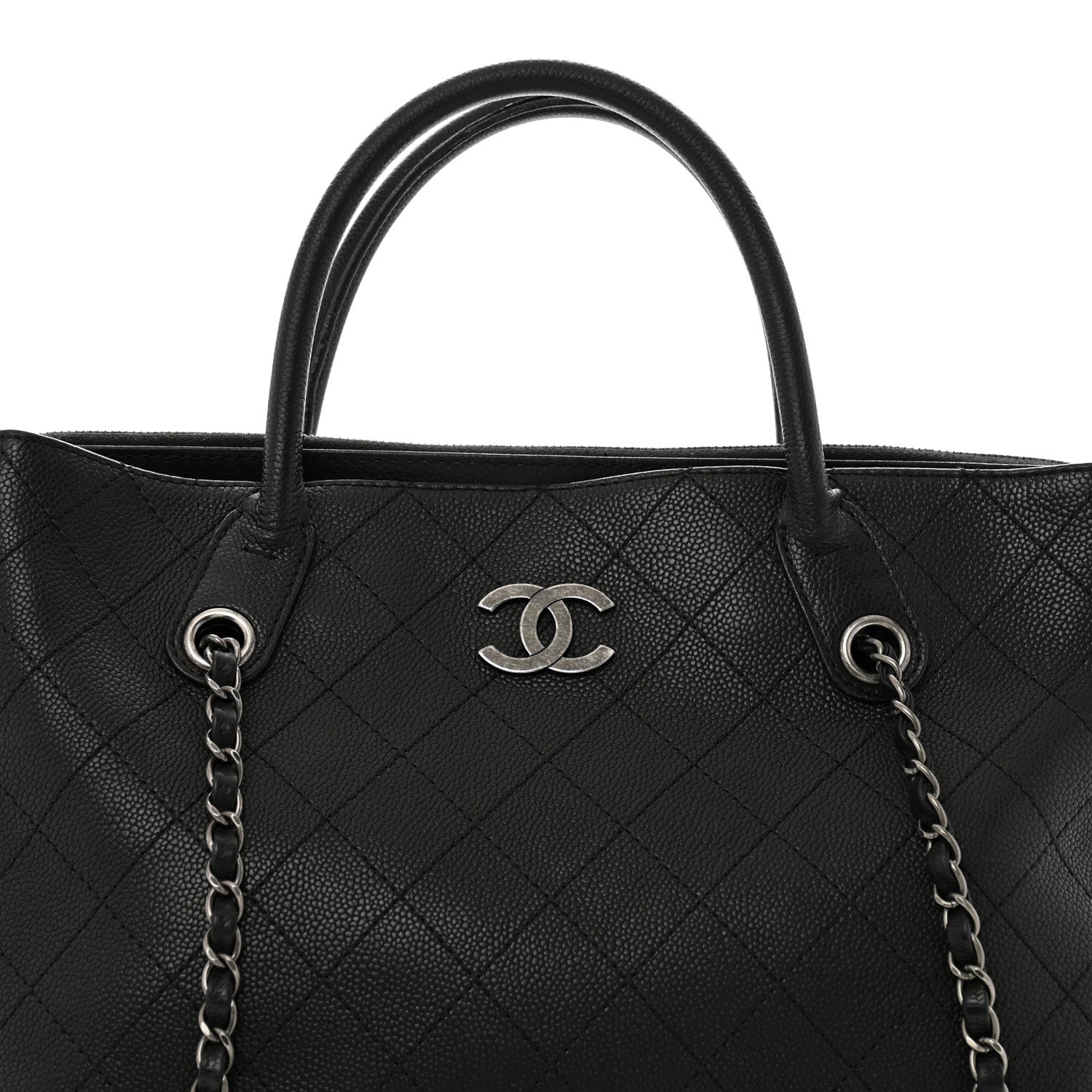 Chanel Grained Vegetal Calfskin Urban Shopping Tote Black 10 of 15