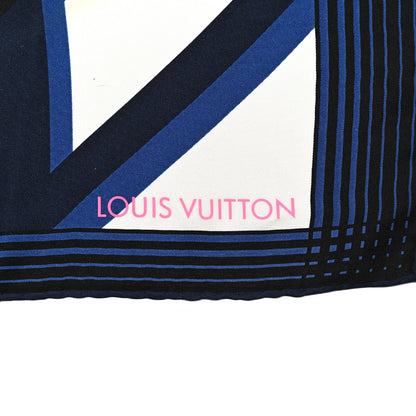 Louis Vuitton Silk LV Monogram Square Scarf Navy 2 of 3