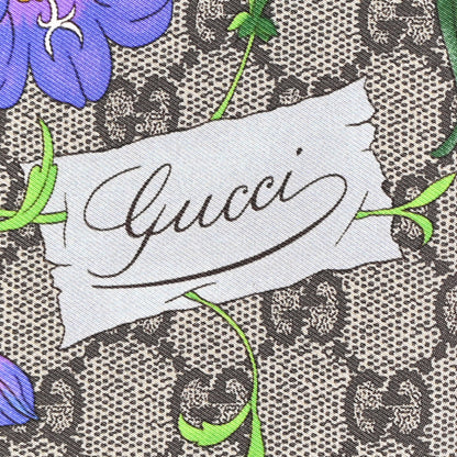 Gucci Silk Twill GG Monogram Special Florio Square Scarf Beige Red 3 of 24
