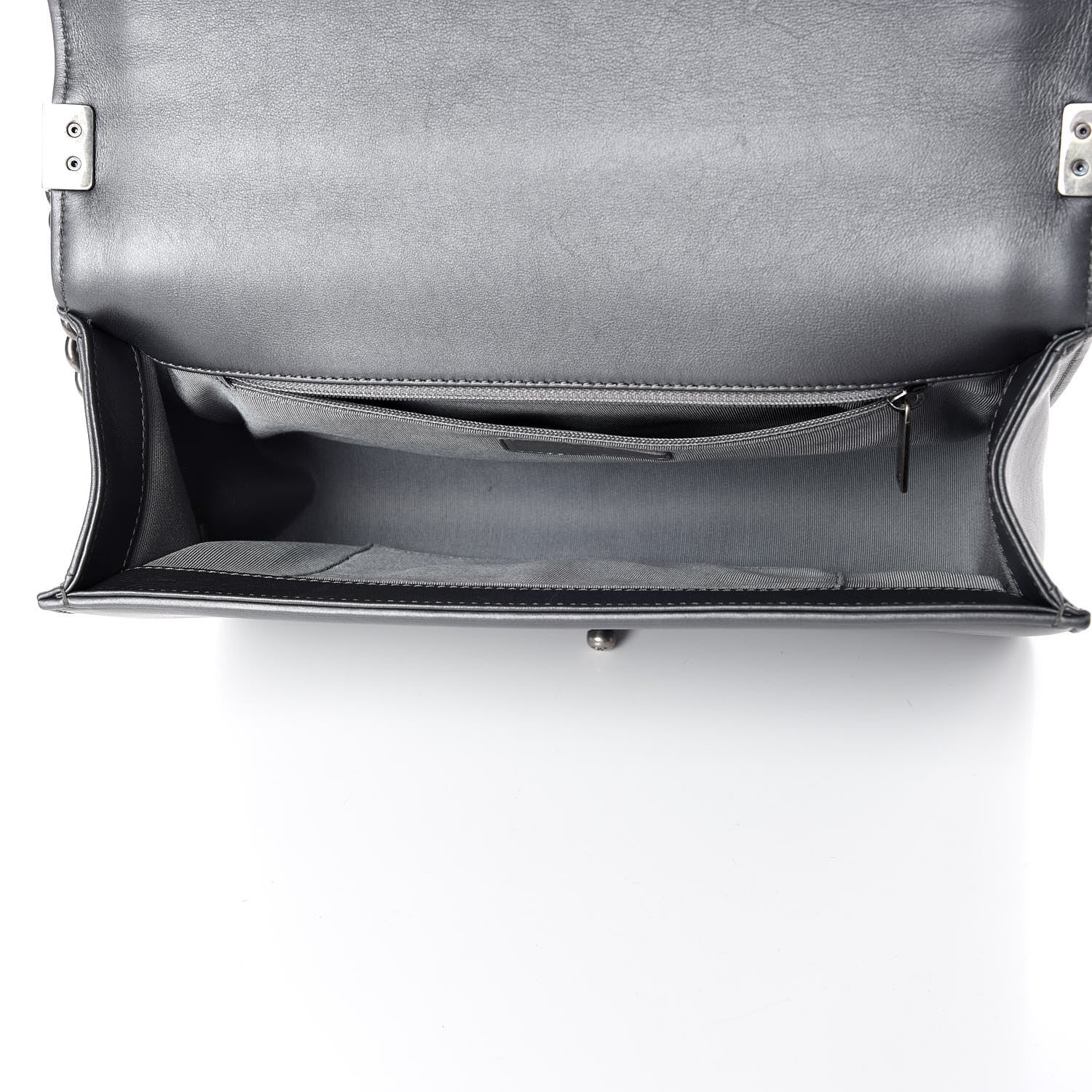 Chanel Metallic Calfskin Quilted New Medium Boy Flap Dark Silver 7 of 9