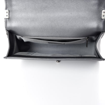 Chanel Metallic Calfskin Quilted New Medium Boy Flap Dark Silver 7 of 9