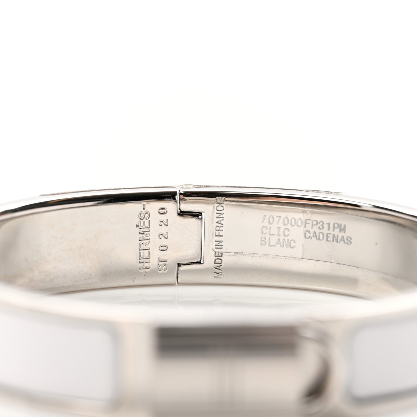 Enamel Narrow Clic Cadenas Bracelet PM White