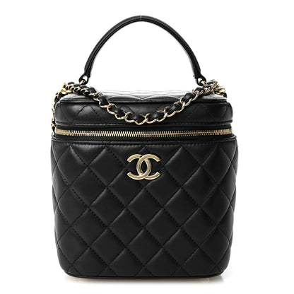 Chanel Lambskin Quilted Top Handle Vanity Case With Chain Black 1 of 10