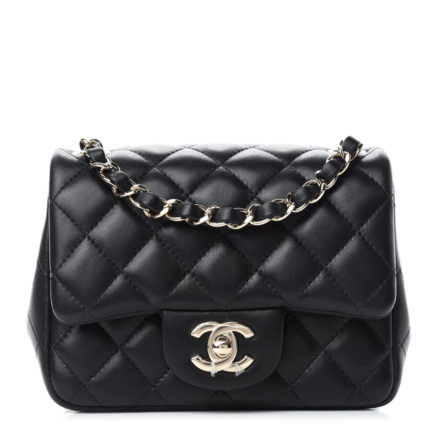 Lambskin Quilted Mini Square Flap Black