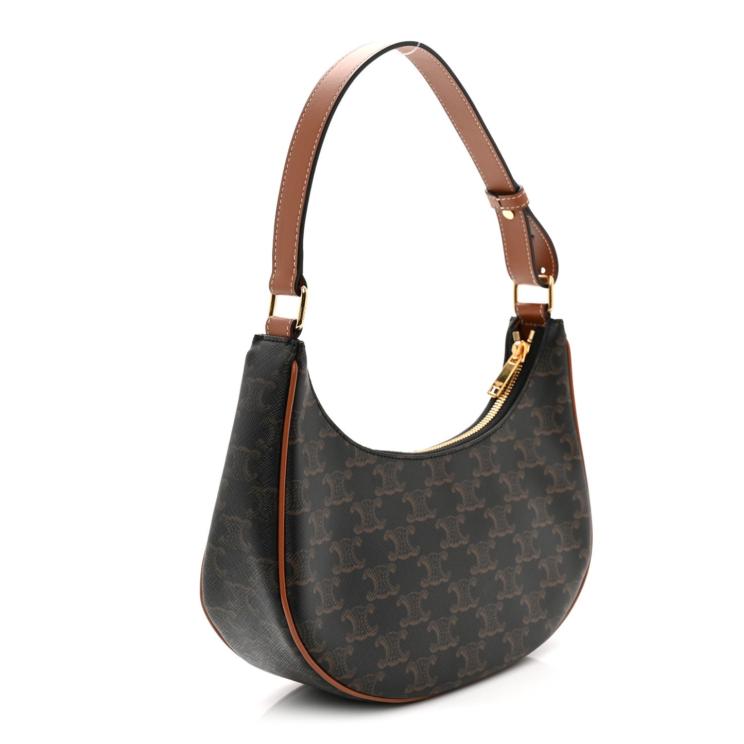 Triomphe Canvas Calfskin Ava Shoulder Bag Tan