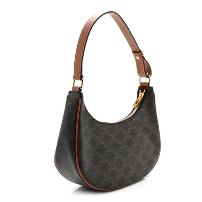 Celine Triomphe Canvas Calfskin Ava Shoulder Bag Tan 3 of 9