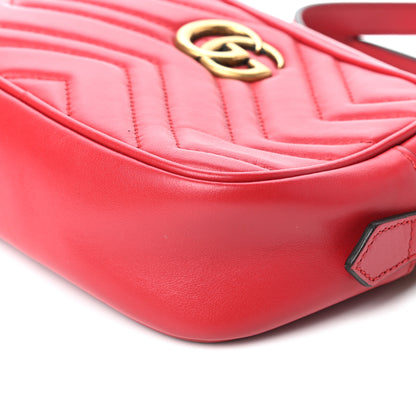 Gucci Calfskin Matelasse Mini GG Marmont Chain Shoulder Bag Hibiscus Red 10 of 10