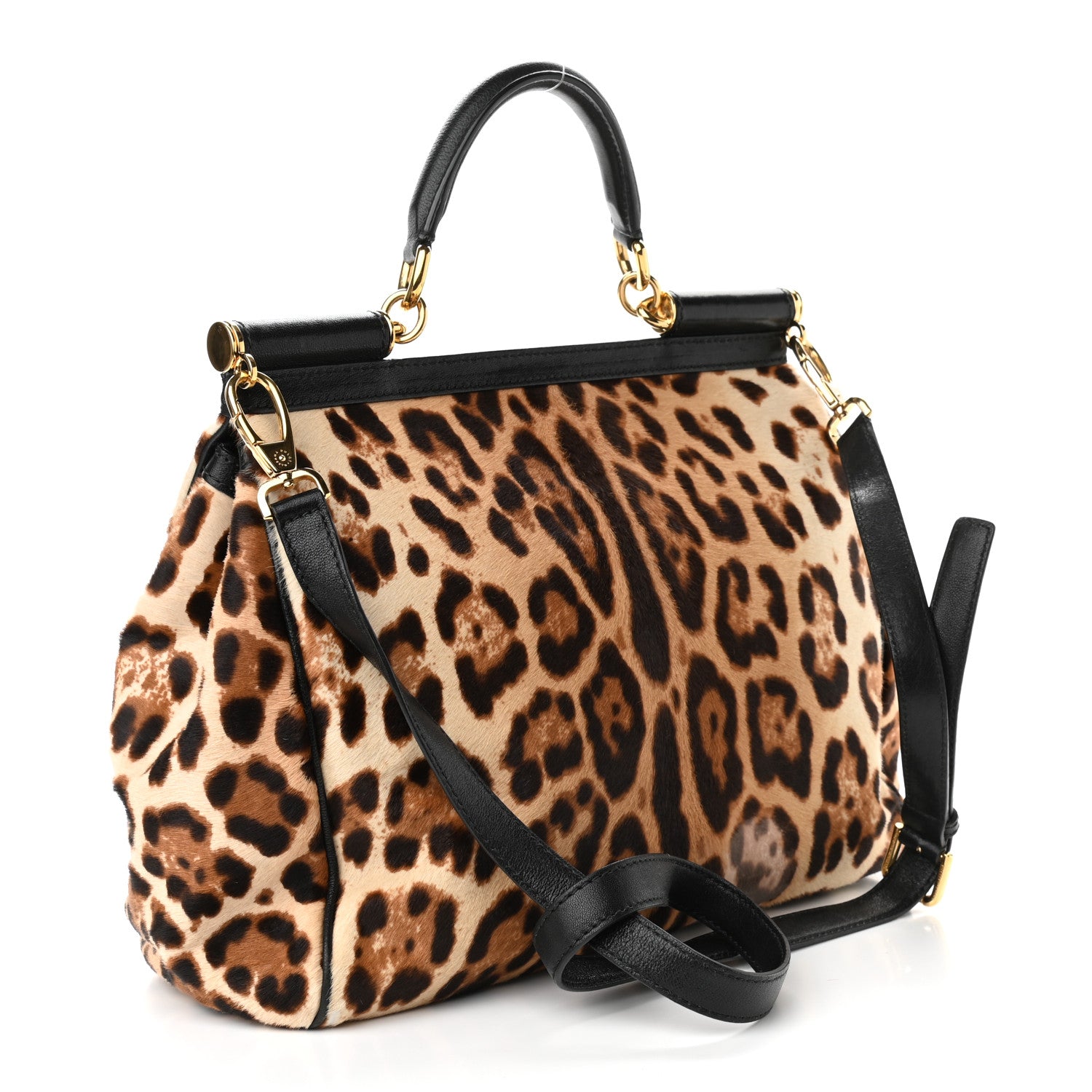 Dolce & Gabbana Calf Hair Leopard Print Miss Sicily Satchel Naturale 3 of 10