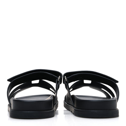 Hermes Calfskin Womens Chypre Sandals 38.5 Black 6 of 12