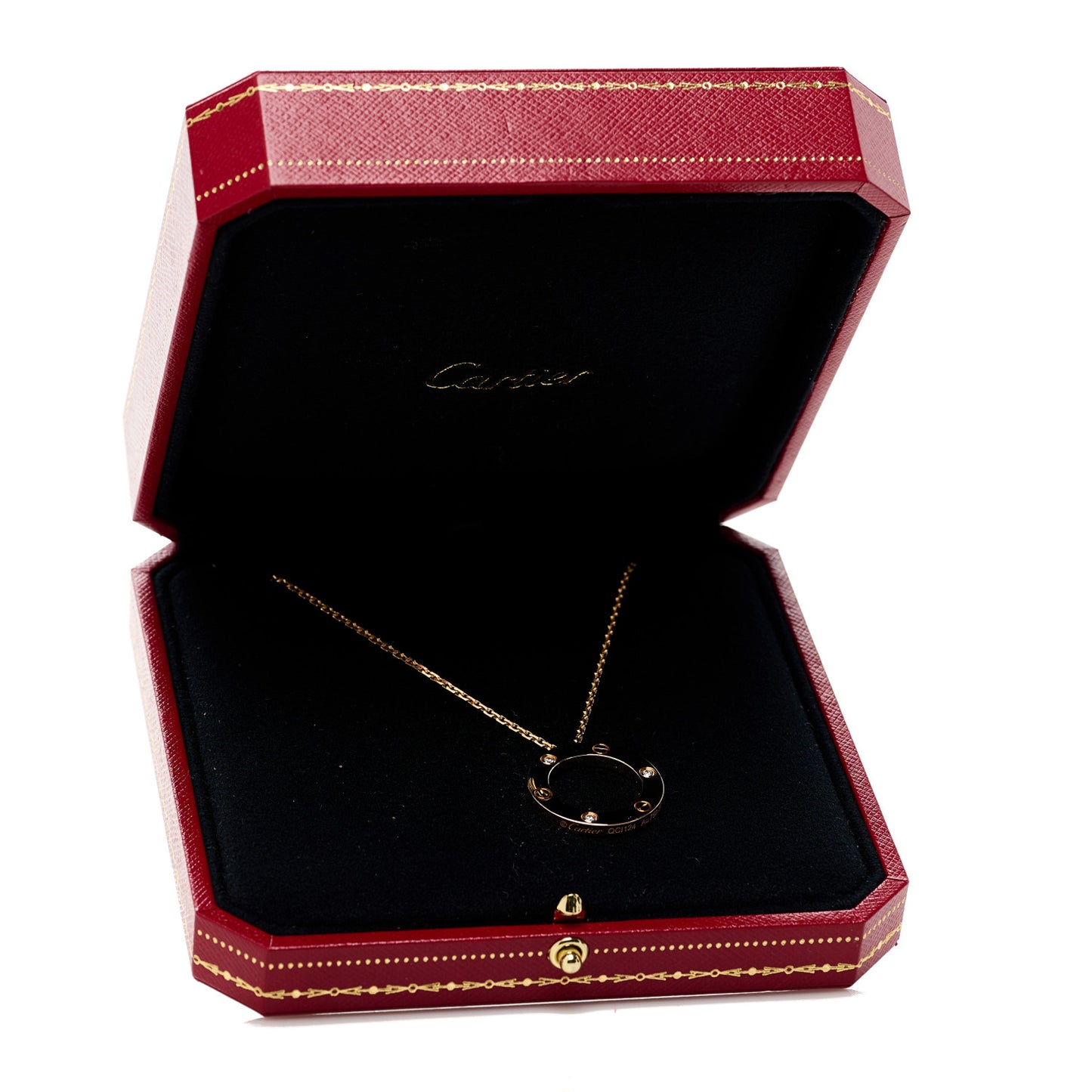 18K Pink Gold 3 Diamonds LOVE Pendant Necklace